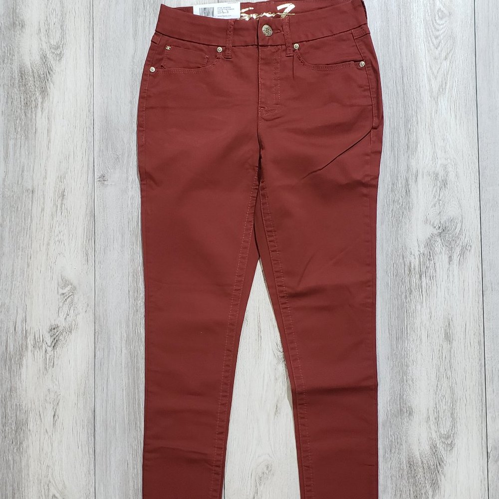 Seven7 Women's Tummyless High Rise Slimming Stretch Skinny Jeans Fired Brick